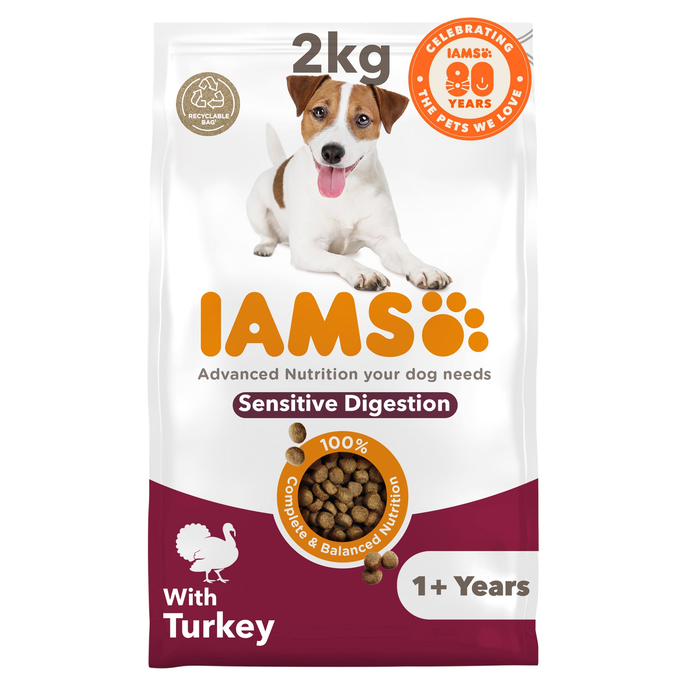 IAMS Adult Sensitive Dry Dog Food Turkey 2kg