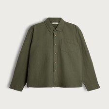 F&F Pure Cotton Waffle Textured Button Down Shirt in Khaki thumbnail 5