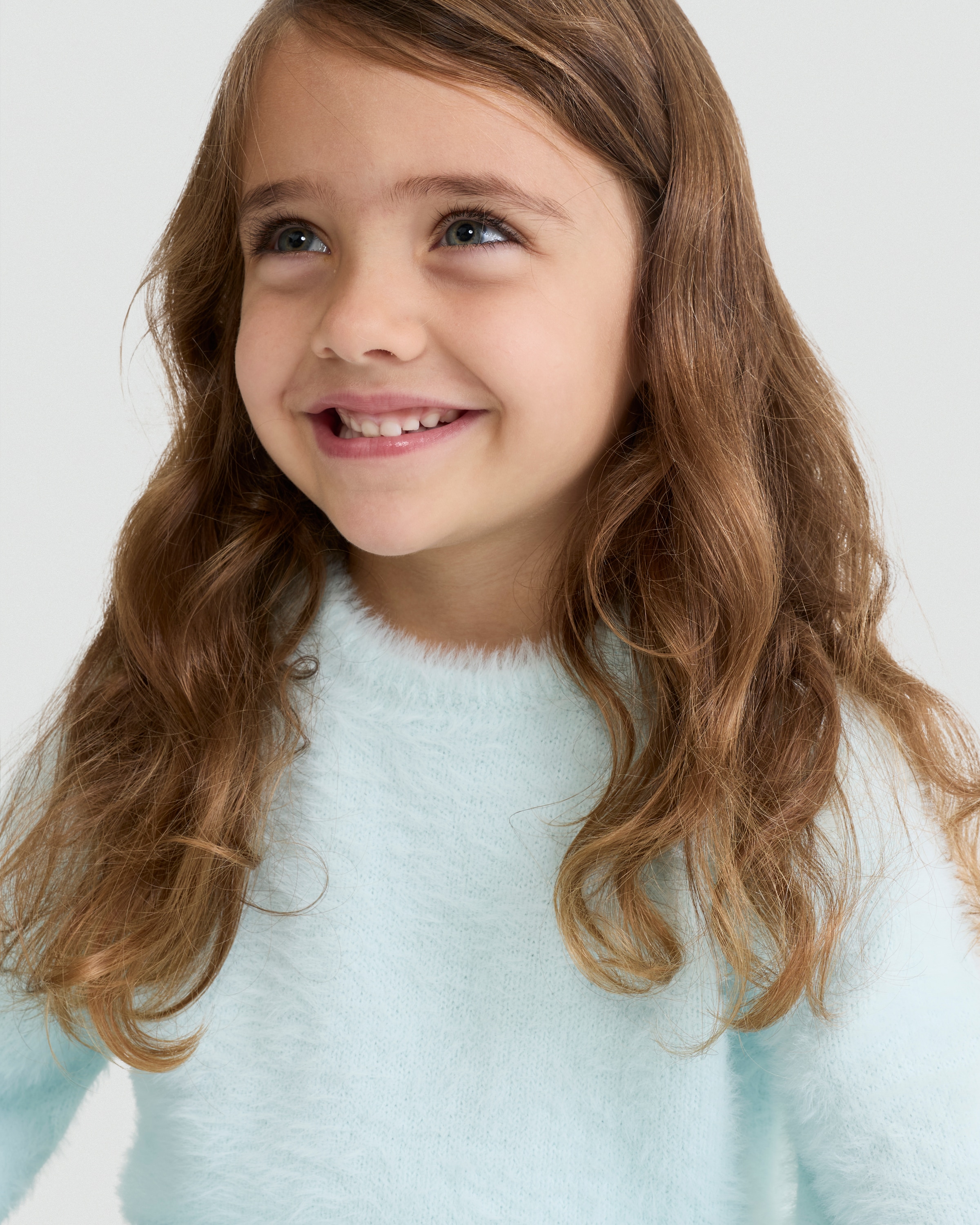 F&F Girls 2-Piece Fluffy Knitted Jumper and Skirt Set in Cream