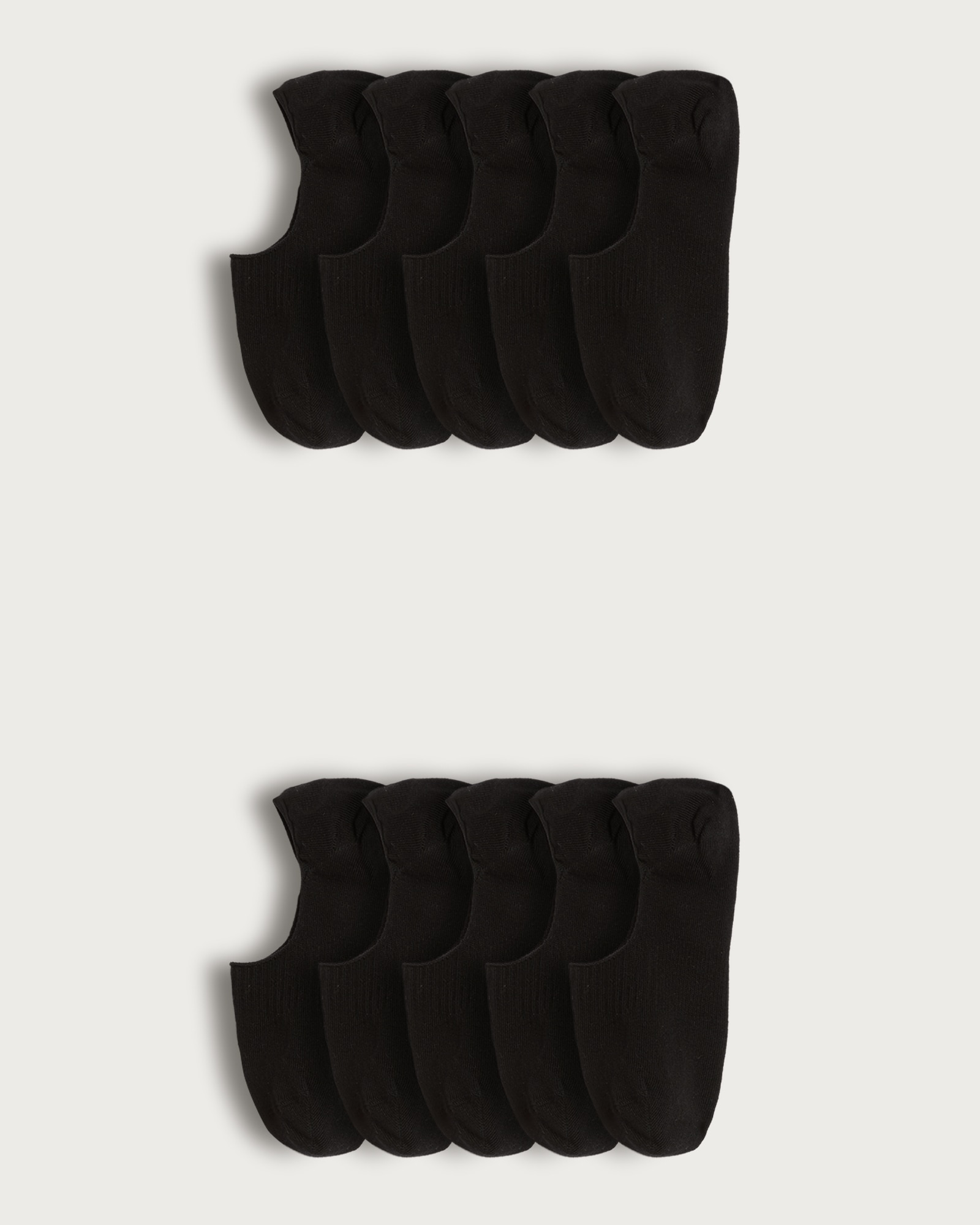 F&F 10-Pack Cotton Rich Invisible Trainer Socks in Black