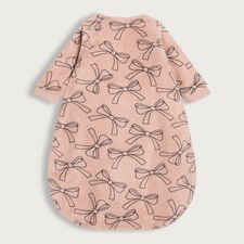 F&F Baby Fleece Bow Print 1.5 Tog Sleeping Bag in Pink thumbnail 2