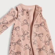 F&F Baby Fleece Bow Print 1.5 Tog Sleeping Bag in Pink thumbnail 3