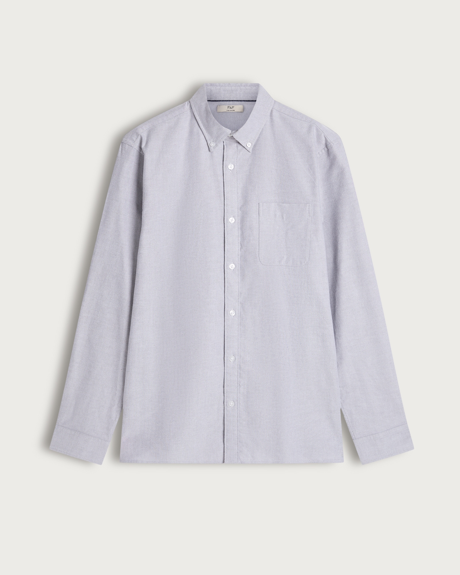 F&F Pure Cotton Brushed Button Down Oxford Shirt in Grey thumbnail 4