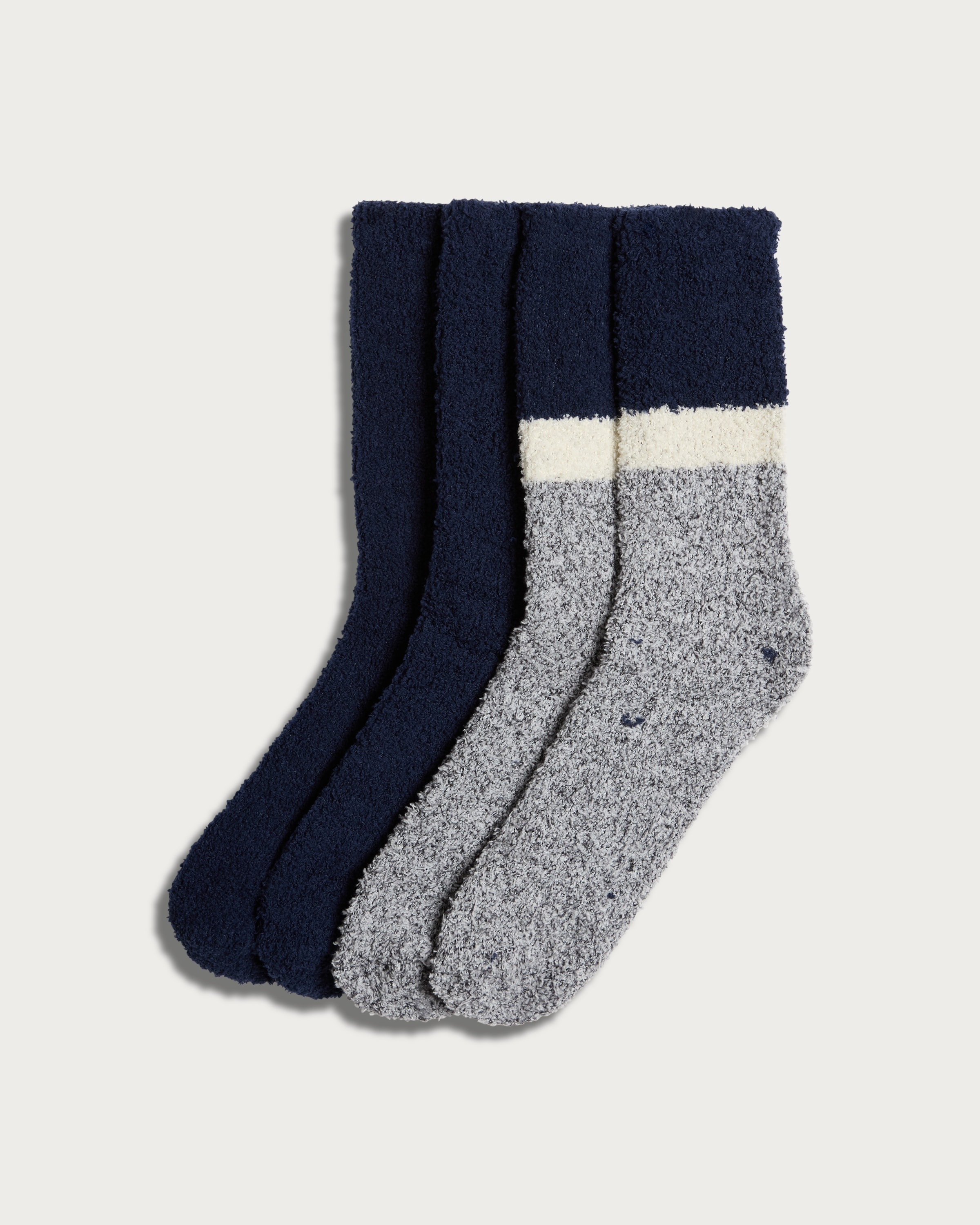 F&F 2-Pack Colourblock Fluffy Socks in Navy