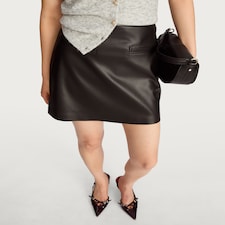 F&F Faux Leather Pocket Detail Mini Skirt in Black
