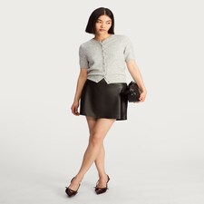 F&F Faux Leather Pocket Detail Mini Skirt in Black thumbnail 2