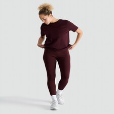 F&F Medium Warmth Faux Fur Lined Leggings in Burgundy thumbnail 2