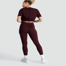 F&F Medium Warmth Faux Fur Lined Leggings in Burgundy thumbnail 3