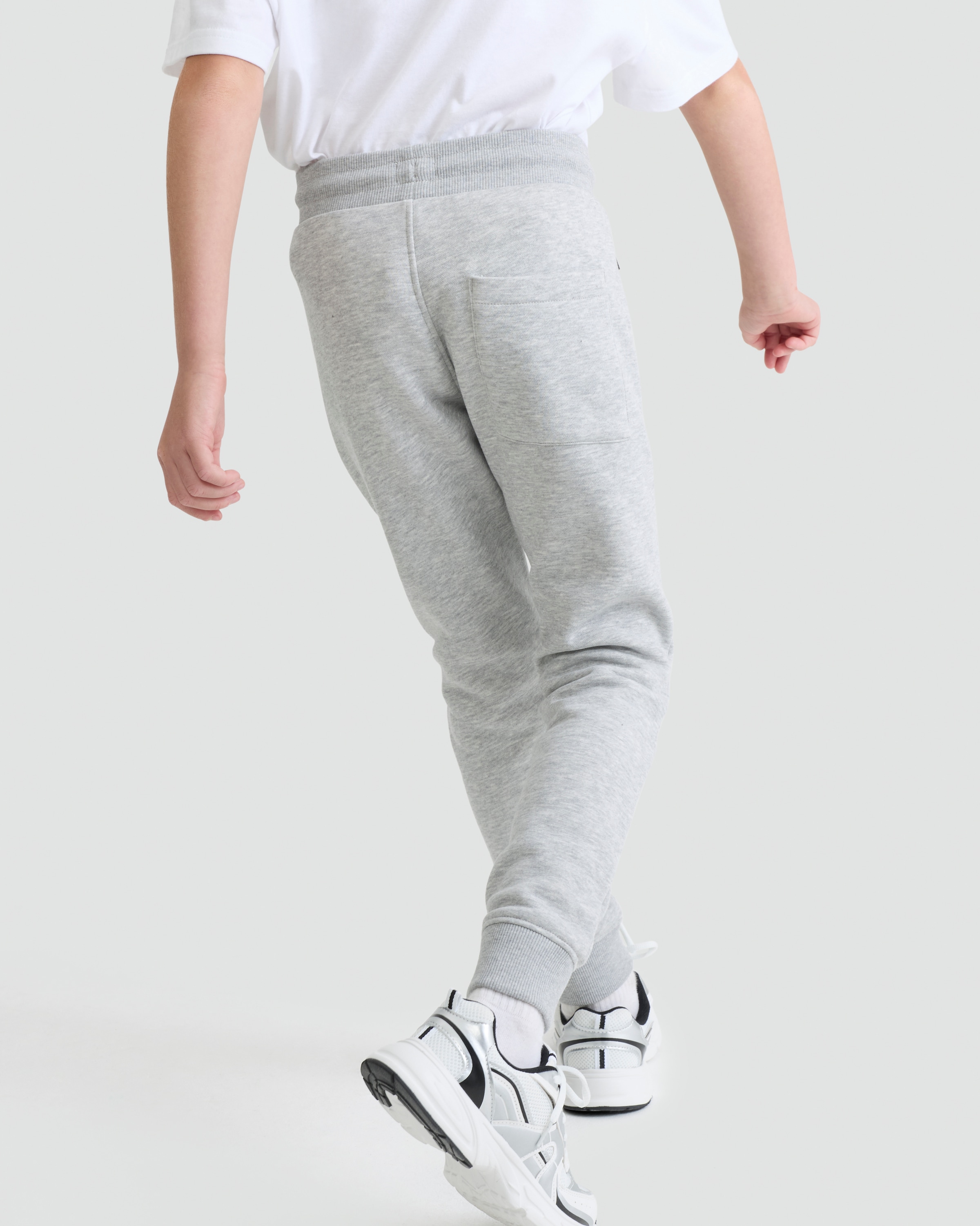 F&F Boys Cotton Rich Zip Pocket Cuffed Drawstring Joggers in Grey Marl thumbnail 3