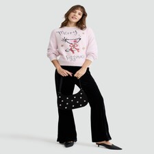 F&F Knitted Merry Fizzmas Print Jumper in Pink thumbnail 2