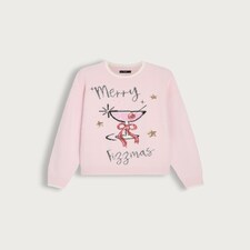 F&F Knitted Merry Fizzmas Print Jumper in Pink thumbnail 4