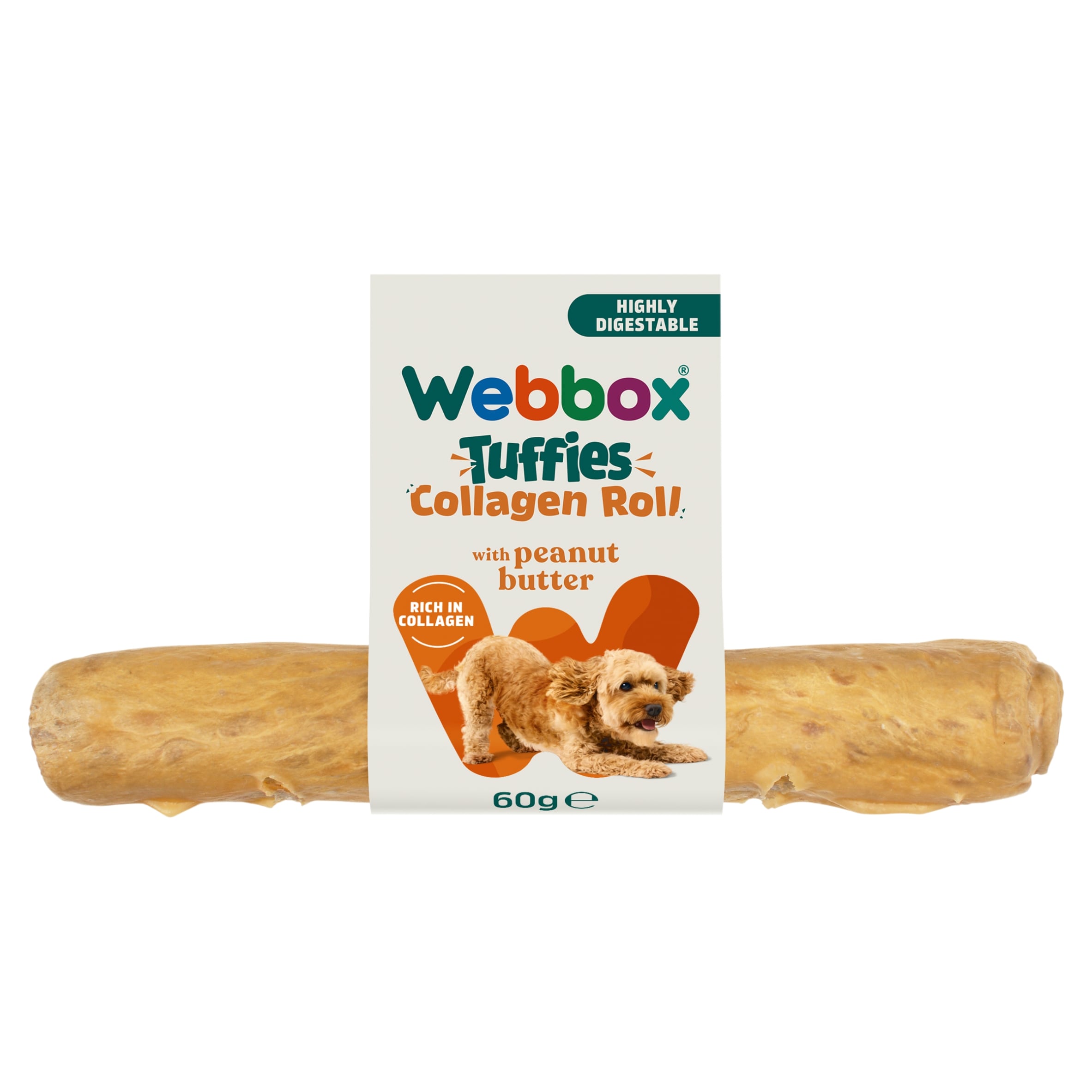 Webbox Dog Tuffies Collagen Roll Peanut Butter 60g