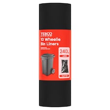 Tesco 10 Flat Top Wheelie Bin Liner 240L