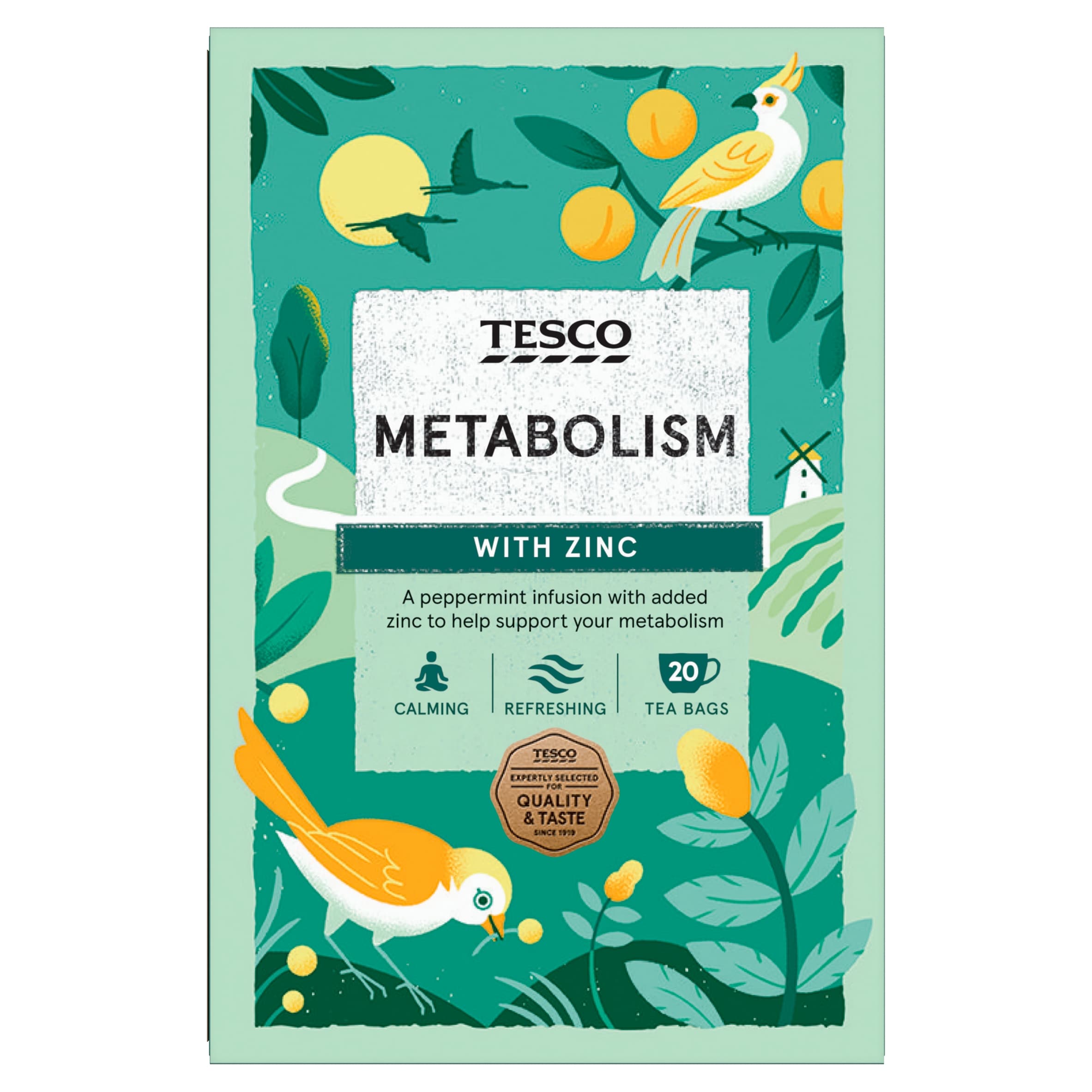Tesco Metabolism Peppermint with Zinc 20 Herbal Tea Bags 40g