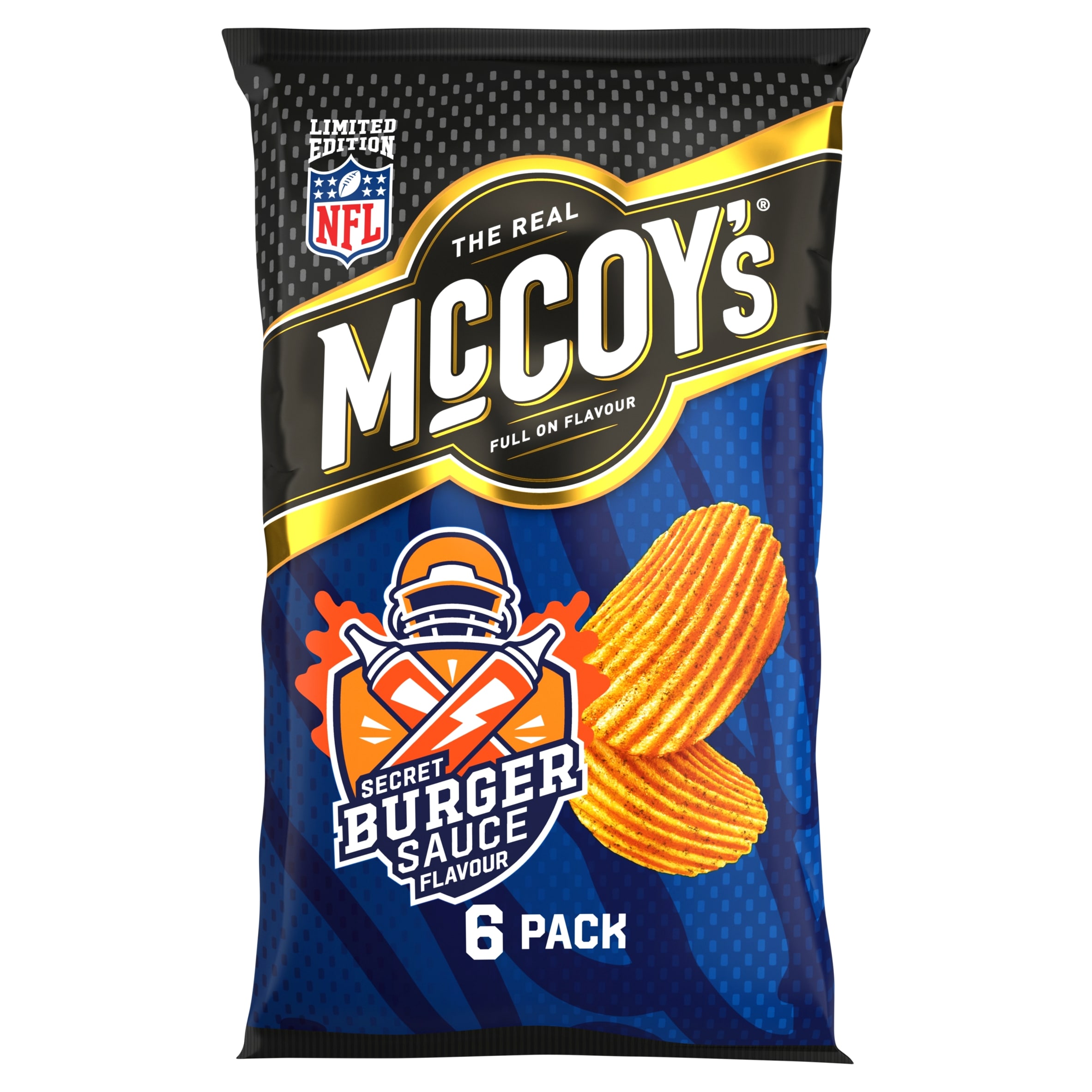 McCoy's Limited Edition Secret Burger Sauce Flavour Ridge Cut Potato Crisps 6 x 25g