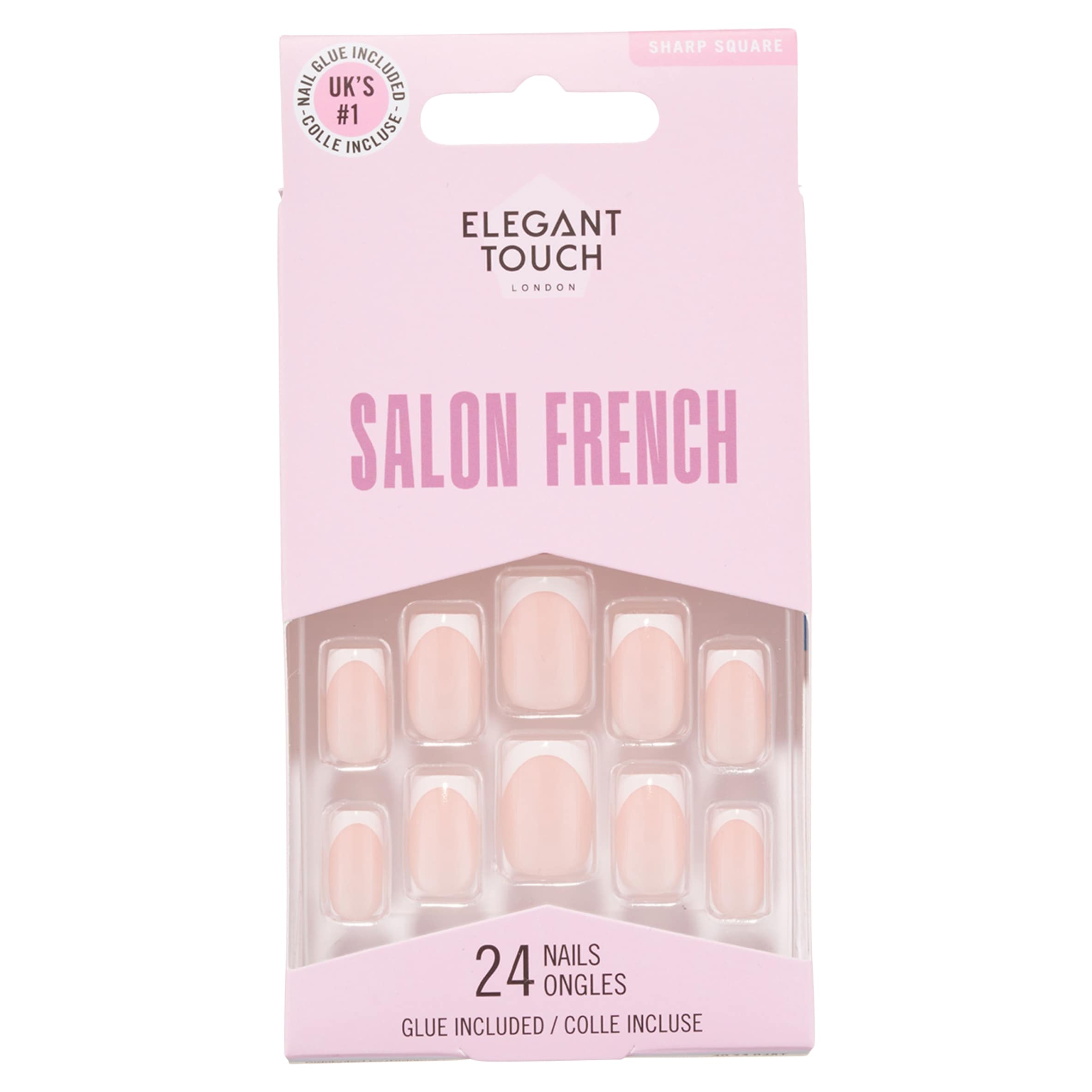 Elegant Touch Salon French Sharp Square False Nails No. 164