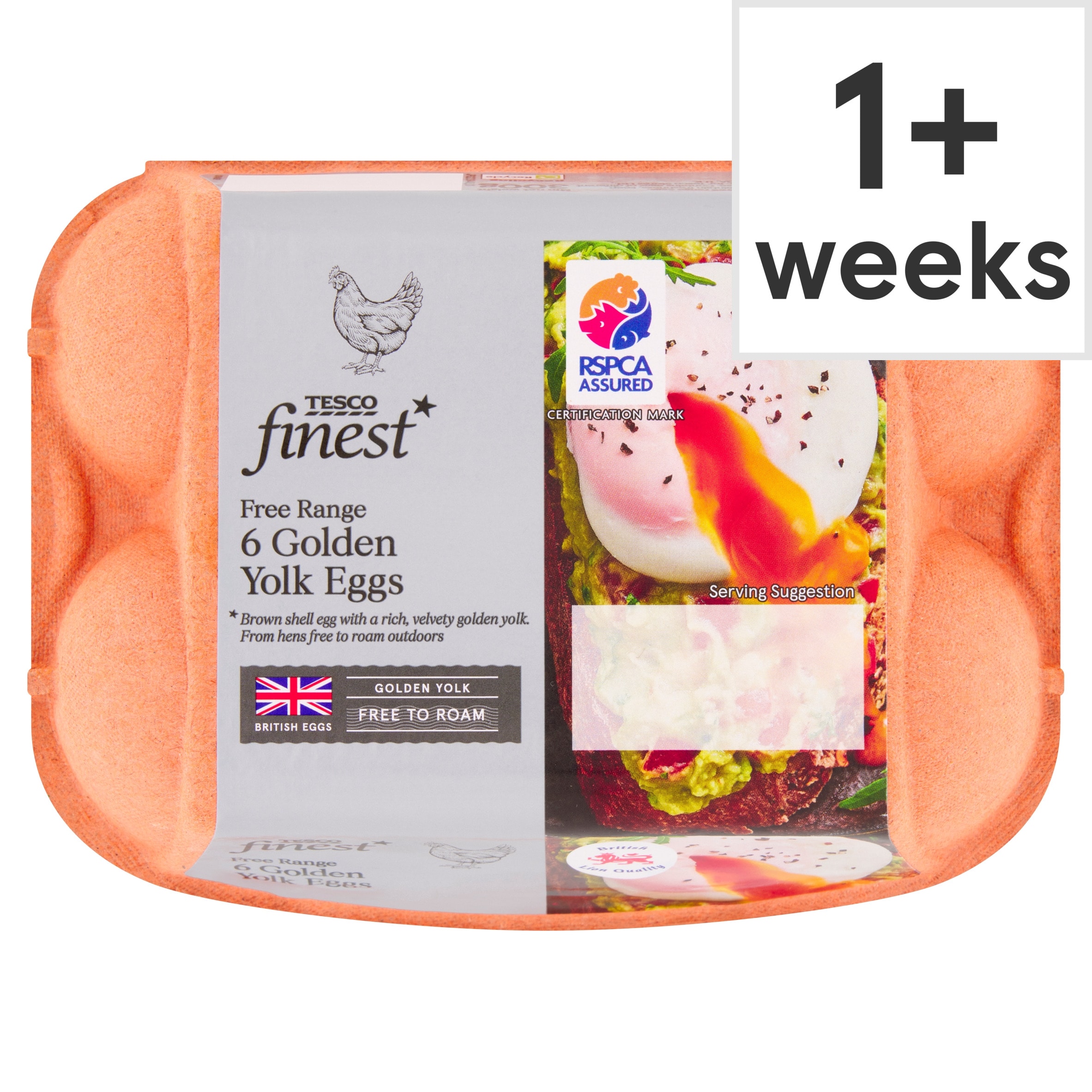 Tesco Finest Free Range 6 Golden Yolk Eggs