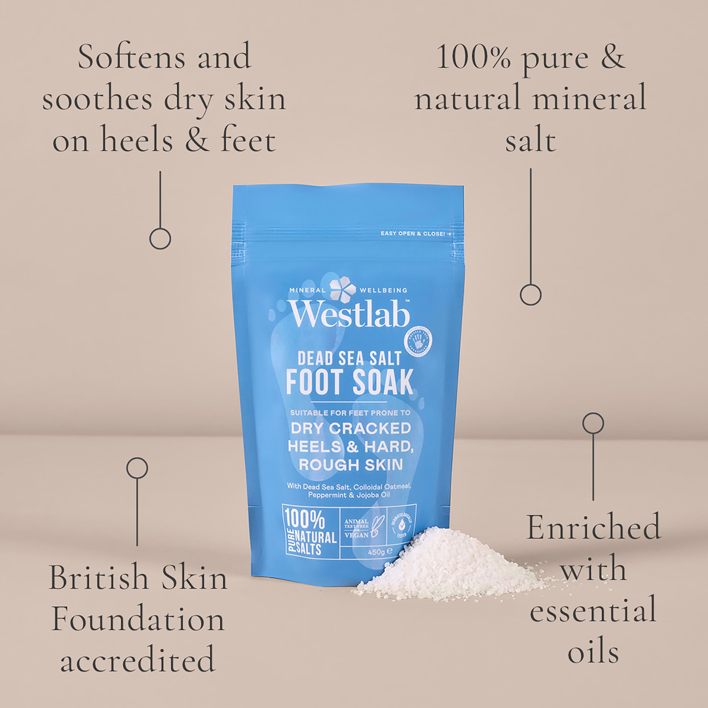 Westlab Dead Sea Foot Soak with Colloidal Oatmeal, Peppermint & Jojoba Oil 450g thumbnail 2