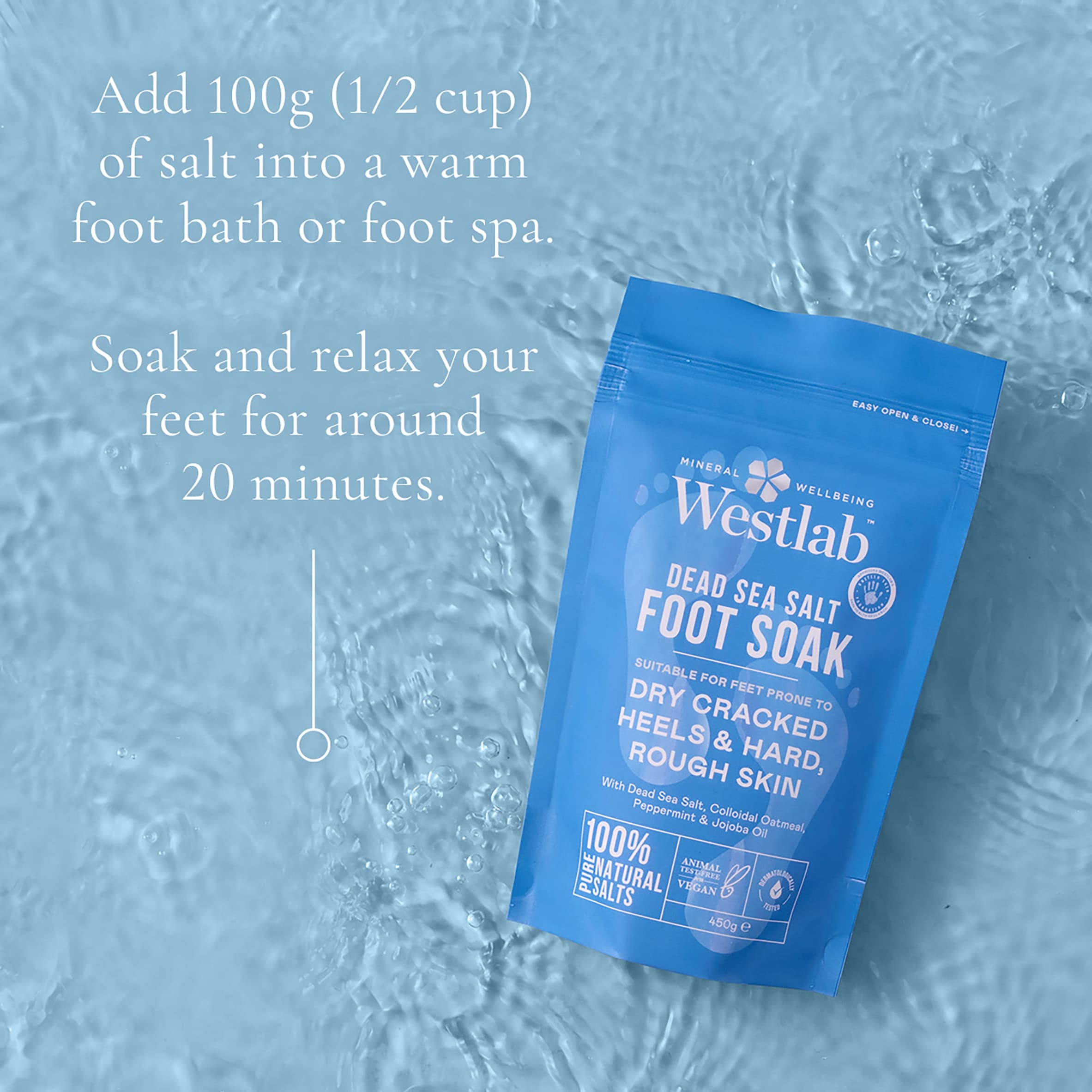 Westlab Dead Sea Foot Soak with Colloidal Oatmeal, Peppermint & Jojoba Oil 450g thumbnail 3