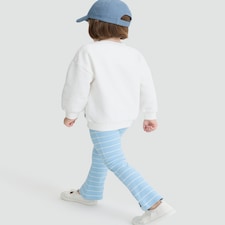 Bluey 2-Piece Cotton Rich Sweatshirt and Striped Flared Leggings Set in Cream thumbnail 3