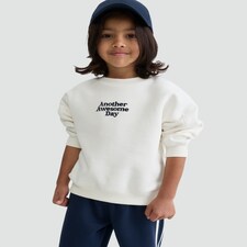 F&F Boys 2-Piece Cotton Rich Another Awesome Day Sweatshirt and Joggers Set in Navy thumbnail 2