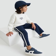 F&F Boys 2-Piece Cotton Rich Another Awesome Day Sweatshirt and Joggers Set in Navy