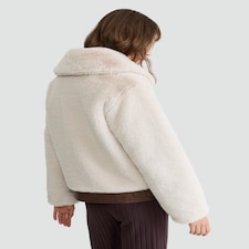 F&F Faux Fur Aviator Jacket in Cream thumbnail 3