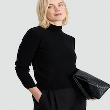 F&F Premium Pure Cashmere High Neck Jumper in Black