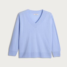 F&F Premium Pure Cashmere V Neck Jumper in Blue thumbnail 4