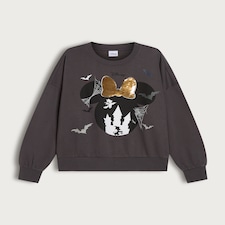 Disney Minnie Mouse Halloween Print Cotton Rich Sweatshirt in Grey