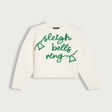 F&F Knitted Sleigh Bells Ring Slogan Jumper in Cream
