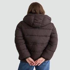 F&F Hooded Shower Resistant Puffer Jacket in Brown thumbnail 3