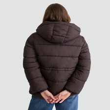 F&F Hooded Shower Resistant Puffer Jacket in Brown thumbnail 3