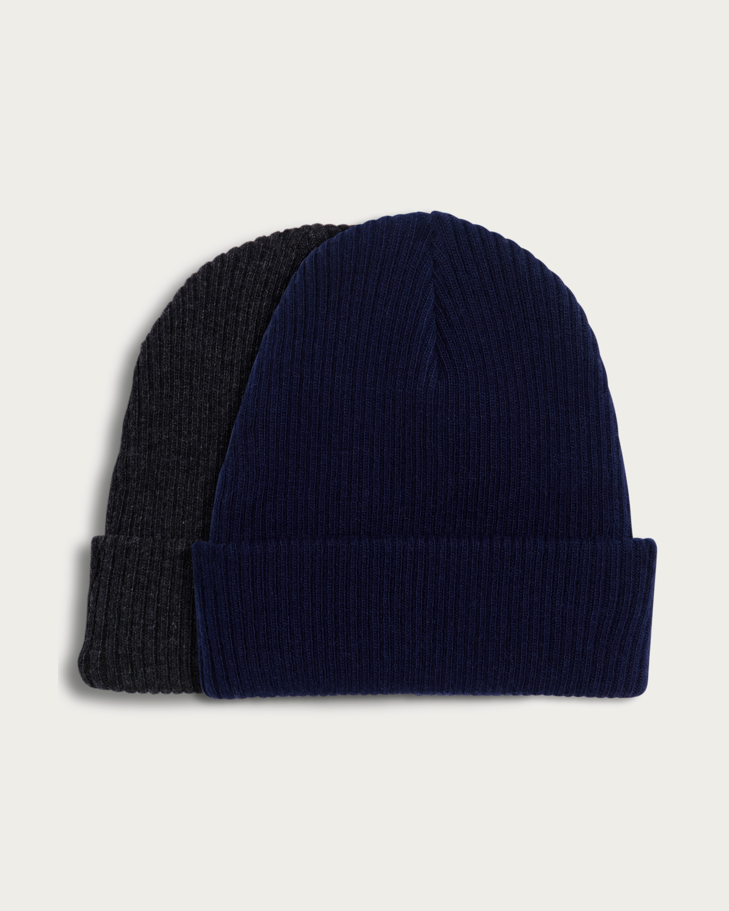 F&F Boys 2-Pack Ribbed Beanie Hats in Grey