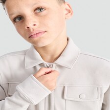 F&F Boys Cotton Rich Pocket Front Zip Up Jacket in Grey thumbnail 2