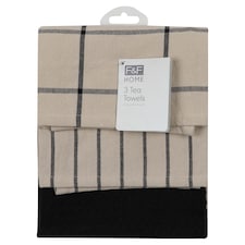 F&F Home Mixed Check Tea Towel 3 Pack