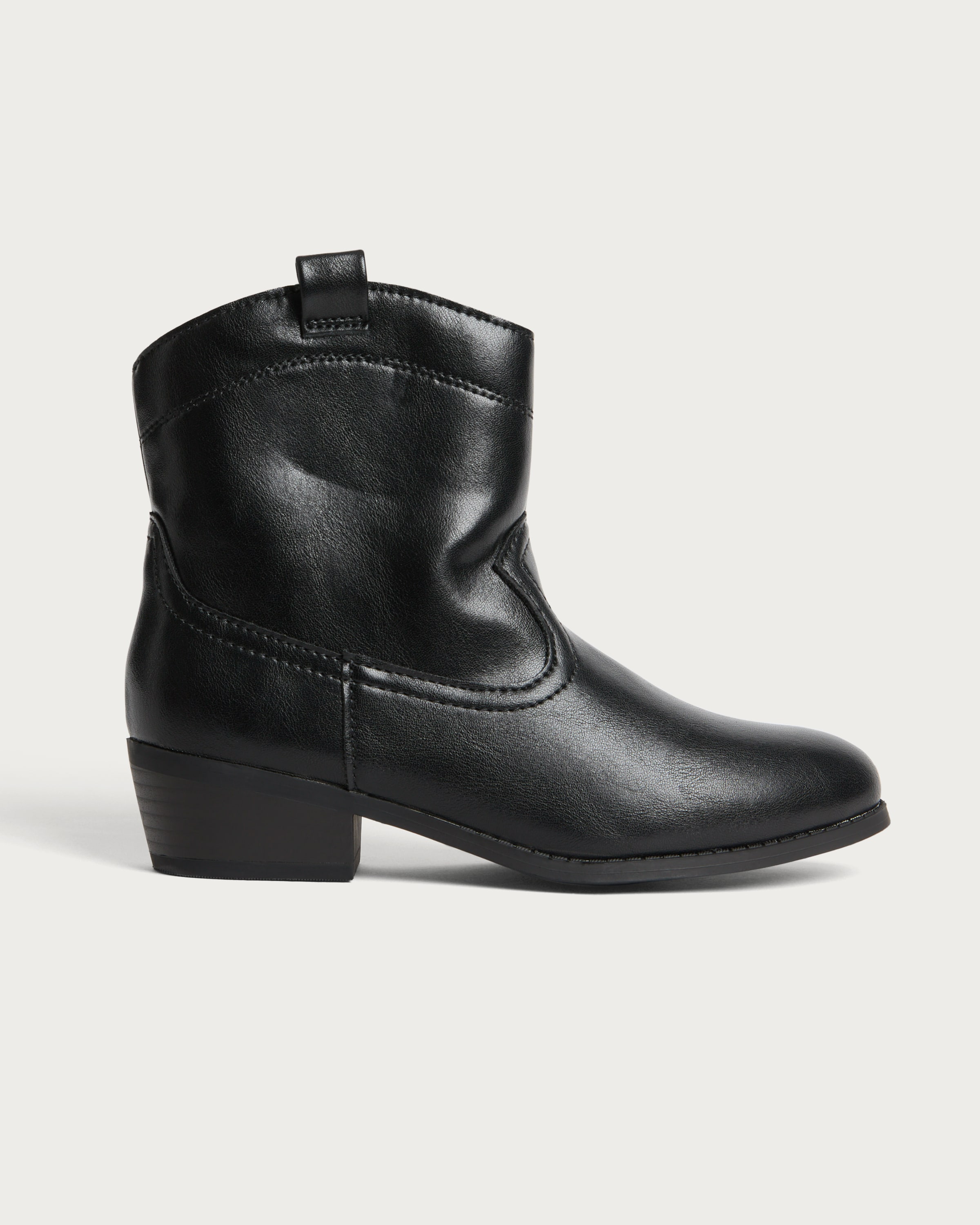 F&F Girls Faux Leather Western Ankle Boots in Black