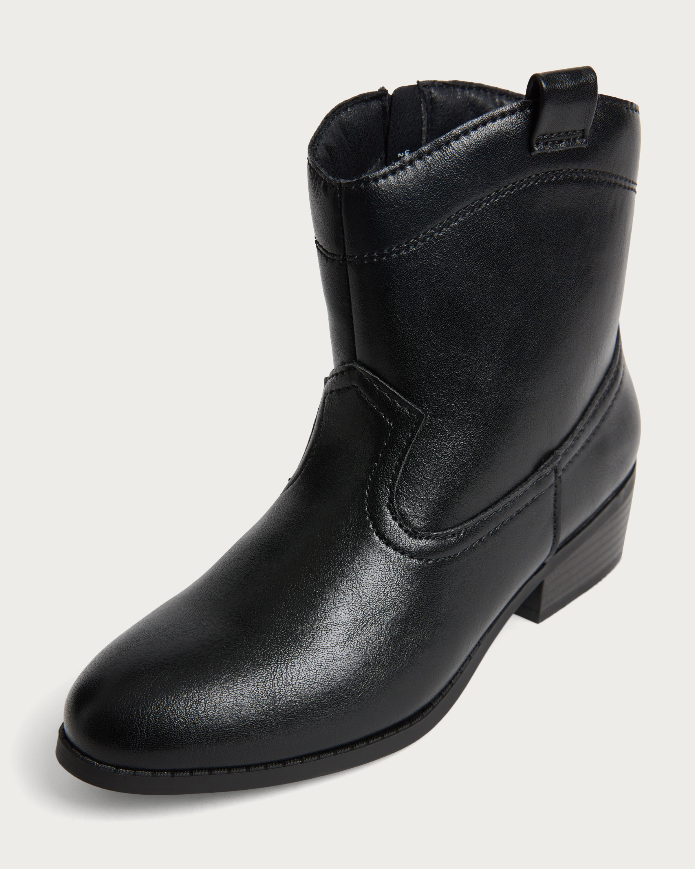 F&F Girls Faux Leather Western Ankle Boots in Black thumbnail 3