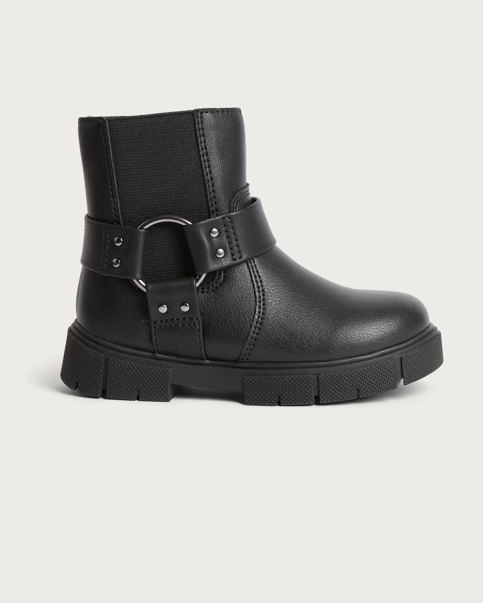F&F Girls Strap Buckle Detail Chunky Ankle Boots in Black