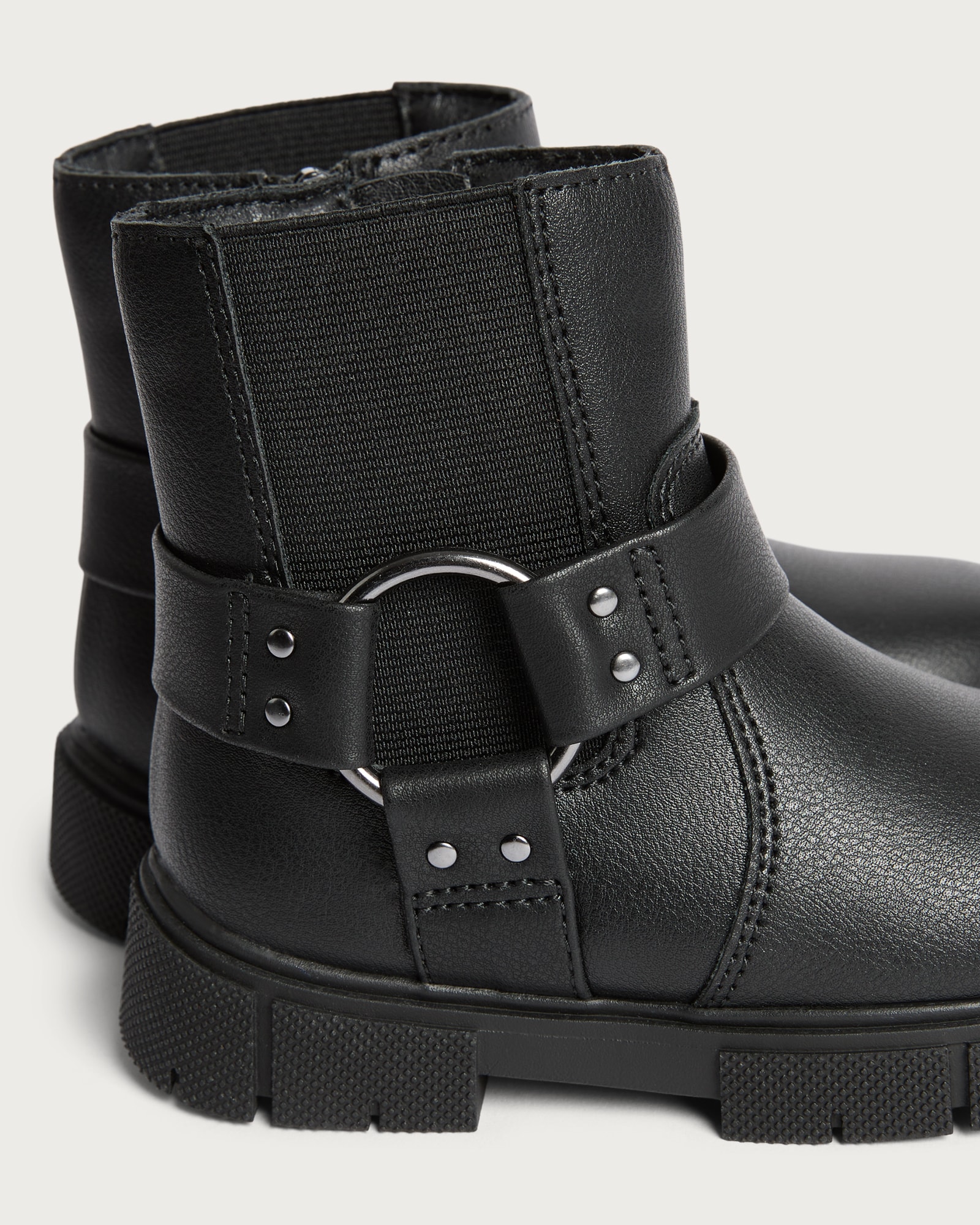 F&F Girls Strap Buckle Detail Chunky Ankle Boots in Black thumbnail 3