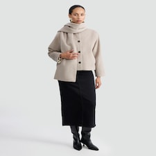 F&F Button Front Scarf Jacket in Neutral