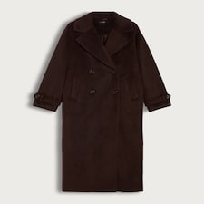 F&F Double Breasted Long Coat in Brown thumbnail 4