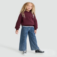 F&F Girls Cotton Rich Adventures in Style Slogan Hoodie in Burgundy thumbnail 3