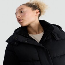 F&F Hooded Longline Shower Resistant Puffer Coat in Black thumbnail 2