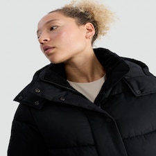 F&F Hooded Longline Shower Resistant Puffer Coat in Black thumbnail 2