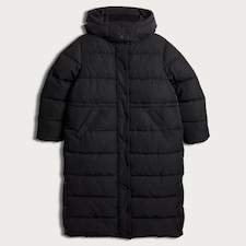 F&F Hooded Longline Shower Resistant Puffer Coat in Black thumbnail 4