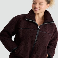 F&F Active Borg Funnel Neck Zip Through Jacket in Purple
