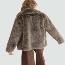 F&F Faux Fur Coat in Neutral thumbnail 3