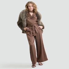 F&F Faux Fur Coat in Neutral thumbnail 2