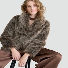 F&F Faux Fur Coat in Neutral